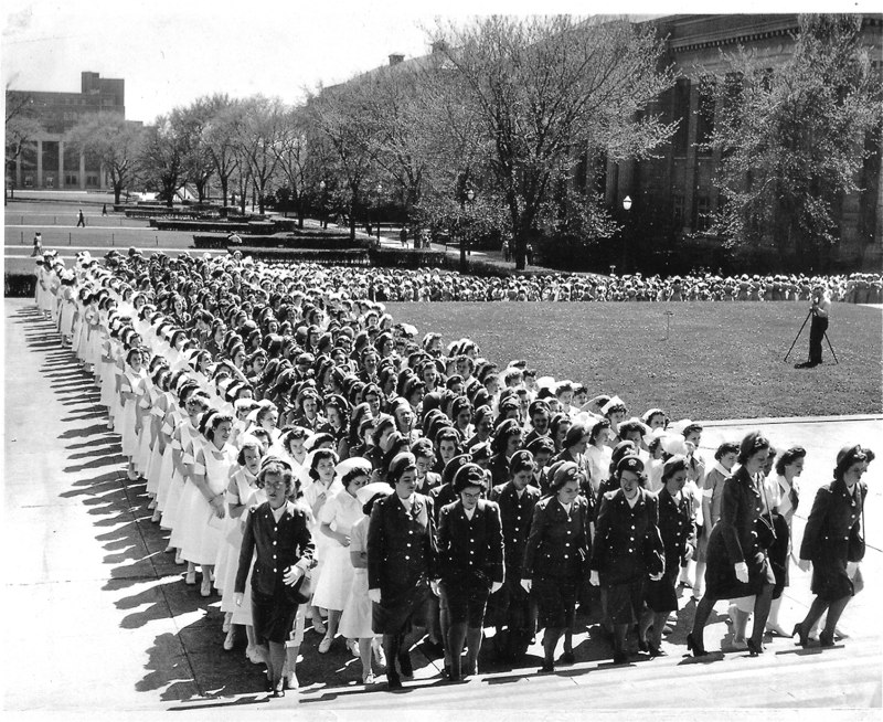 Cadet Nurses Marching to Pledge. Courtesy Thelma Robinson.